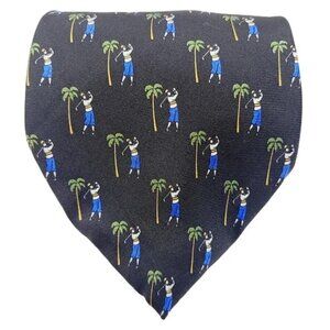Tango Tropicalo | Golfer Printed Black 100% Silk Tie